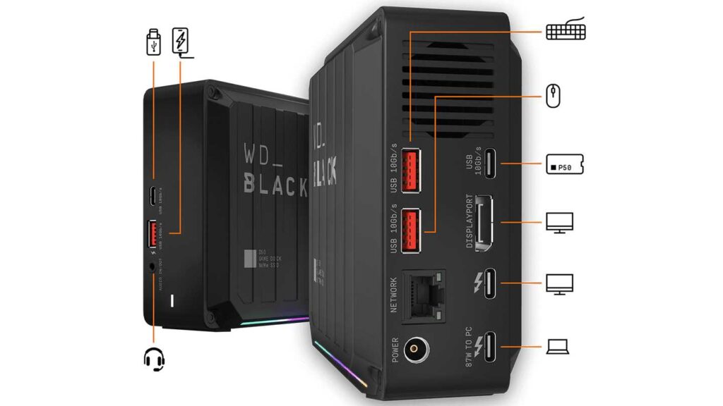 Ổ Cứng Di Động WD Black D50 Game Dock NVMe SSD 2TB (Thunderbolt | DisplayPort | WDBA3U0020BBK-SESN) 7 Ổ Cứng Di Động WD Black D50 Game Dock NVMe SSD 2TB (Thunderbolt | DisplayPort | WDBA3U0020BBK-SESN)