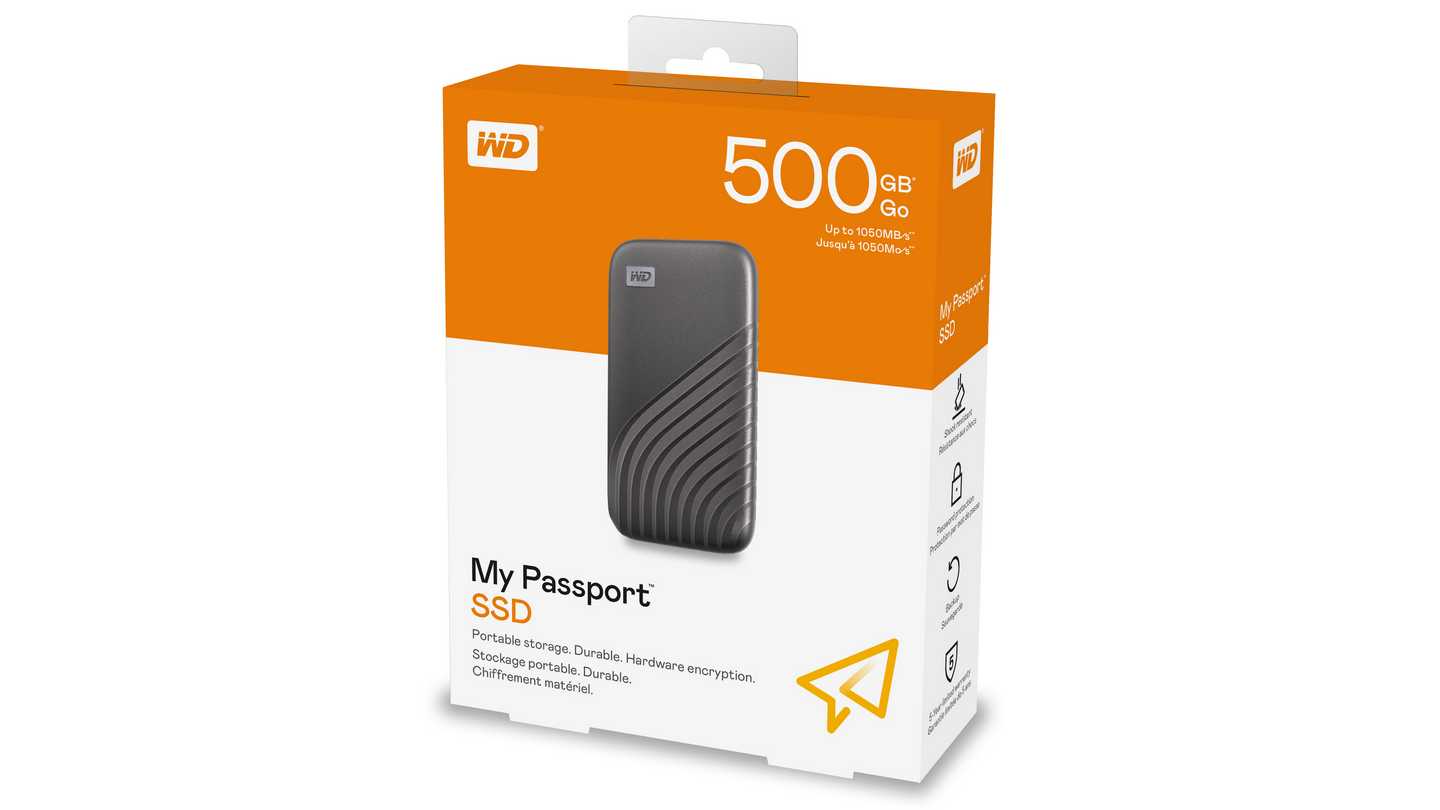 Ổ Cứng Di Động WD My Passport SSD 500GB Màu Xám WDBAGF5000AGY-WESN