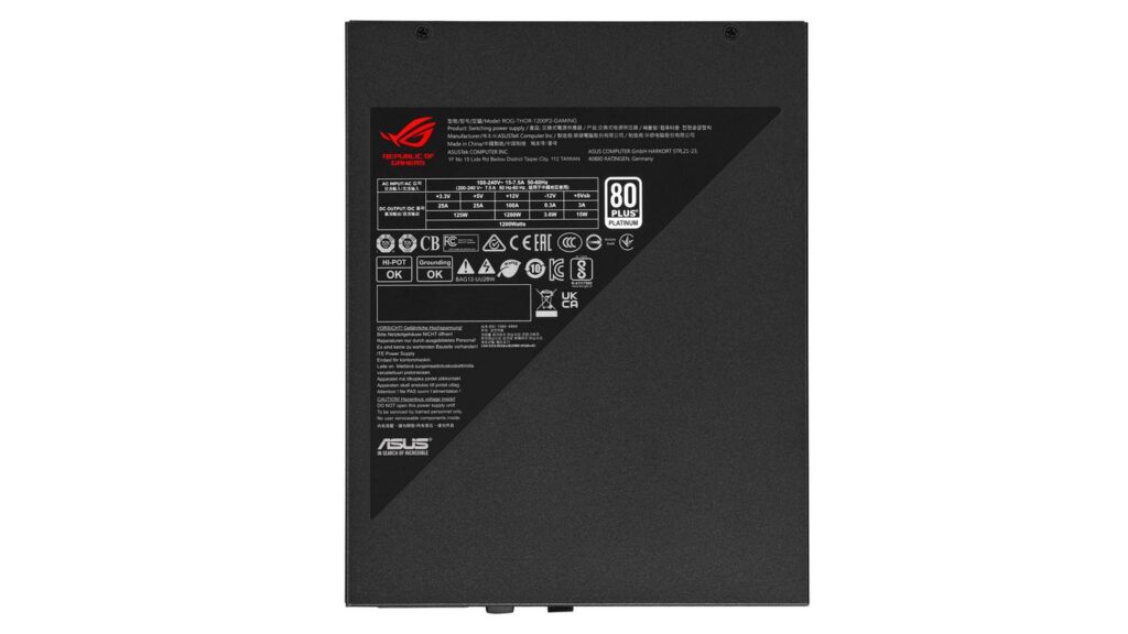 Nguồn máy tính Asus ROG THOR 1200P Platinum II (1200W | Full modular | 80 Plus Platinum)