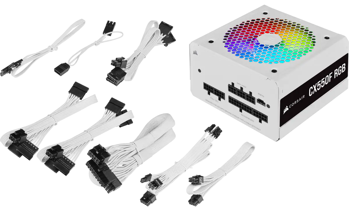 Nguồn máy tính Corsair CX550F White RGB (550W | 80 Plus Bronze | Fully Modular) 20 Nguồn máy tính Corsair CX550F White RGB (550W | 80 Plus Bronze | Fully Modular)