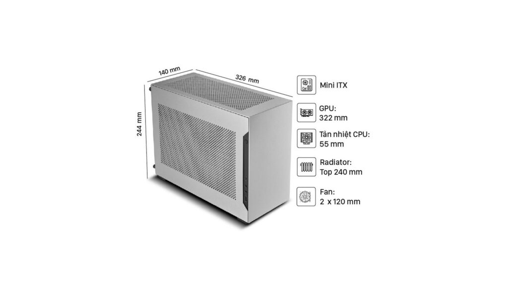 Vỏ Case Lian-Li A4 H2O Silver (Mini Tower | SILVER | Sẵn PCIE 4.0)