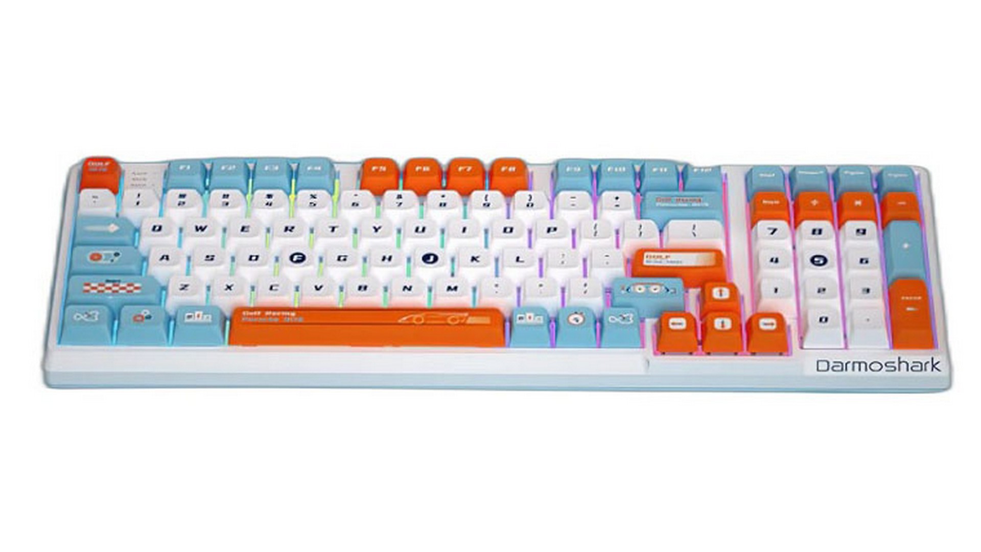 Bàn phím cơ Darmoshark K7-Pro Gulf Racing - Gateron silver/yellow pro