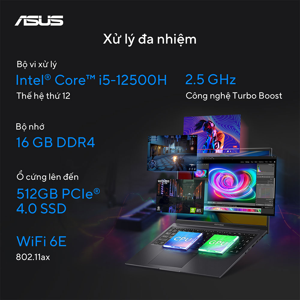 Laptop ASUS Gaming Vivobook K3605ZF-RP634W (Intel Core i5-12500H | 16GB | 512GB | RTX 2050 | 16 inch WUXGA | Win 11 | Đen) 5 Laptop ASUS Gaming Vivobook K3605ZF-RP634W (Intel Core i5-12500H | 16GB | 512GB | RTX 2050 | 16 inch WUXGA | Win 11 | Đen)