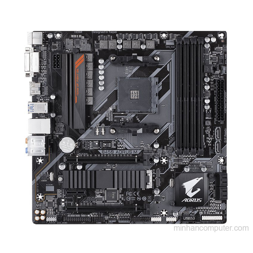 Mainboard Gigabyte B450 AORUS - M (AMD Socket AM4, m-ATX, 4 khe RAM DDR4) 2 Mainboard Gigabyte B450 AORUS - M (AMD Socket AM4, m-ATX, 4 khe RAM DDR4)