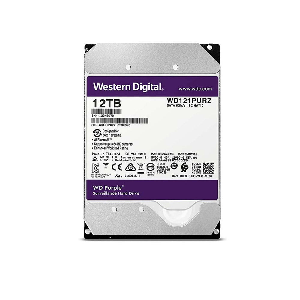 Ổ cứng HDD Western Purple 12TB 3.5" 7200RPM 256MB 1 Ổ cứng HDD Western Purple 12TB 3.5" 7200RPM 256MB