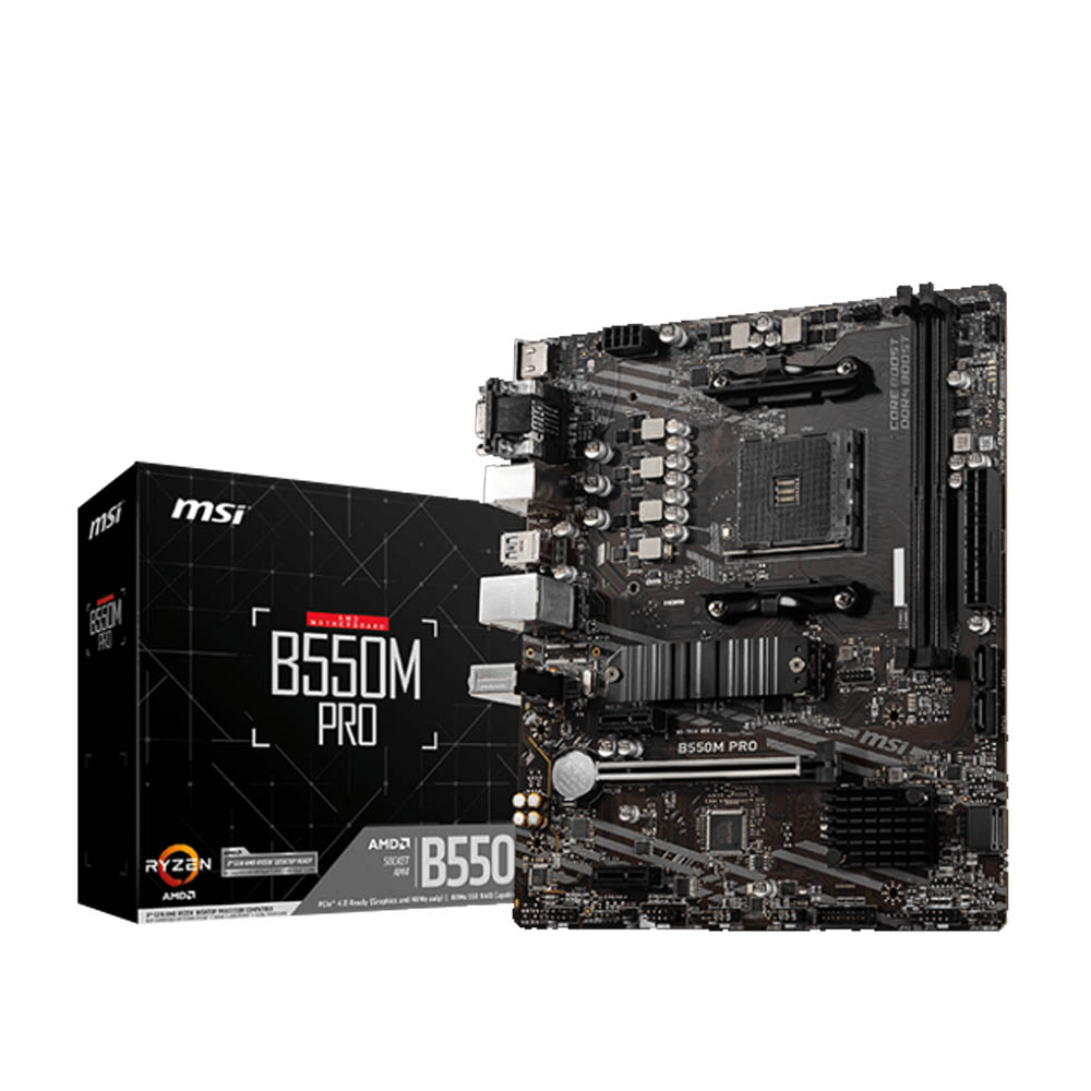 Mainboard MSI B550M PRO (AMD Socket AM4, m-ATX, 2 khe RAM DRR4)