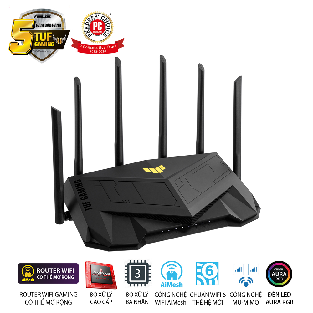 Bộ phát Wifi ASUS TUF GAMING AX5400 (Black) 3 Bộ phát Wifi ASUS TUF GAMING AX5400 (Black)