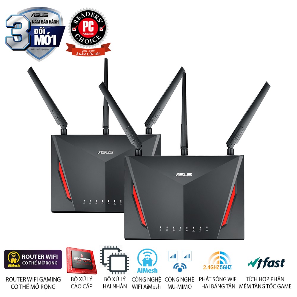 Bộ phát Wifi ASUS RT-AC86U (2PK) Black