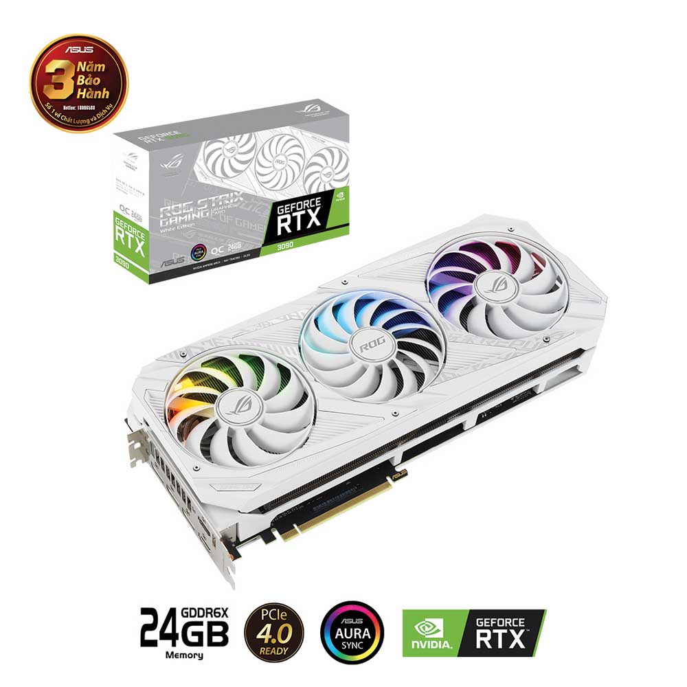 Card màn hình Asus ROG Strix GeForce RTX 3090 OC White Edition (ROG-STRIX-RTX3090-O24G-WHITE)