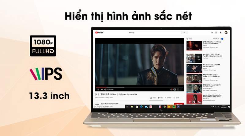 màn hình 13 inch sắc nét của laptop HP envy 13