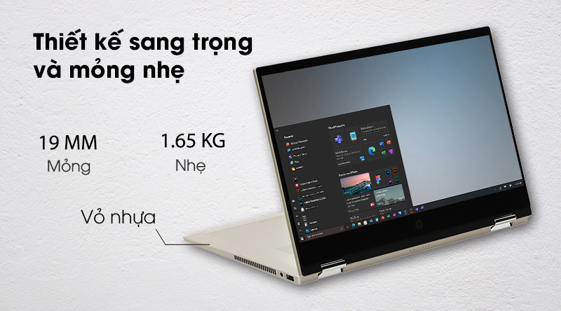 thiết kế mỏng nhẹ thời trang của Laptop HP