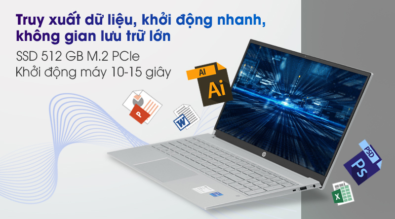 Không gian lưu trữ của Laptop HP Pavilion 15-eg0073TU 2P1N4PA rộng lớn