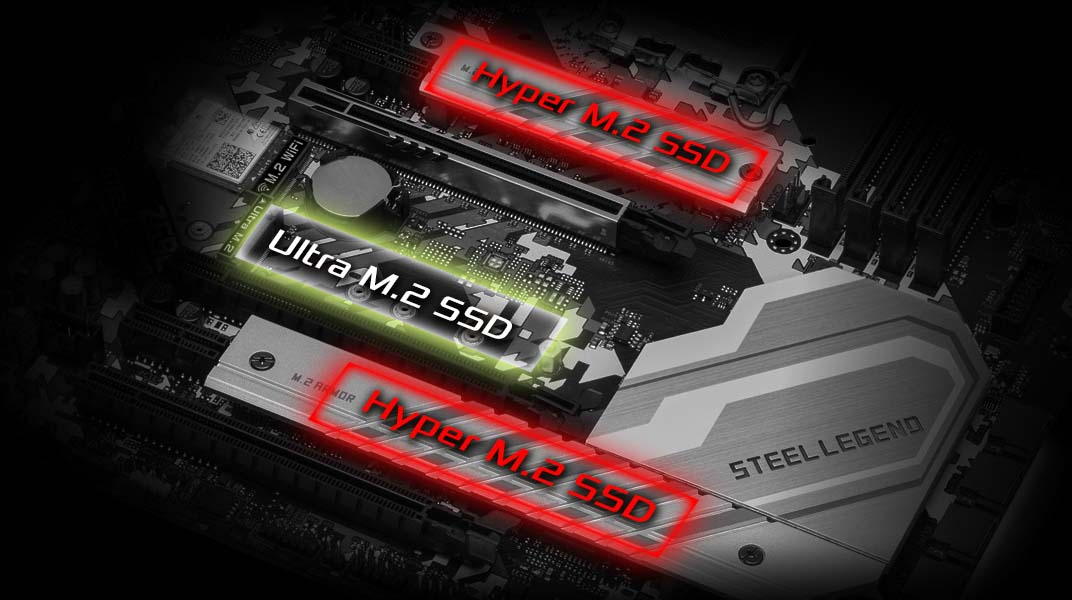 z690-steel-legend-wifi-6e-hyper-m2-4 PCIe Gen4 x4 cho SSD